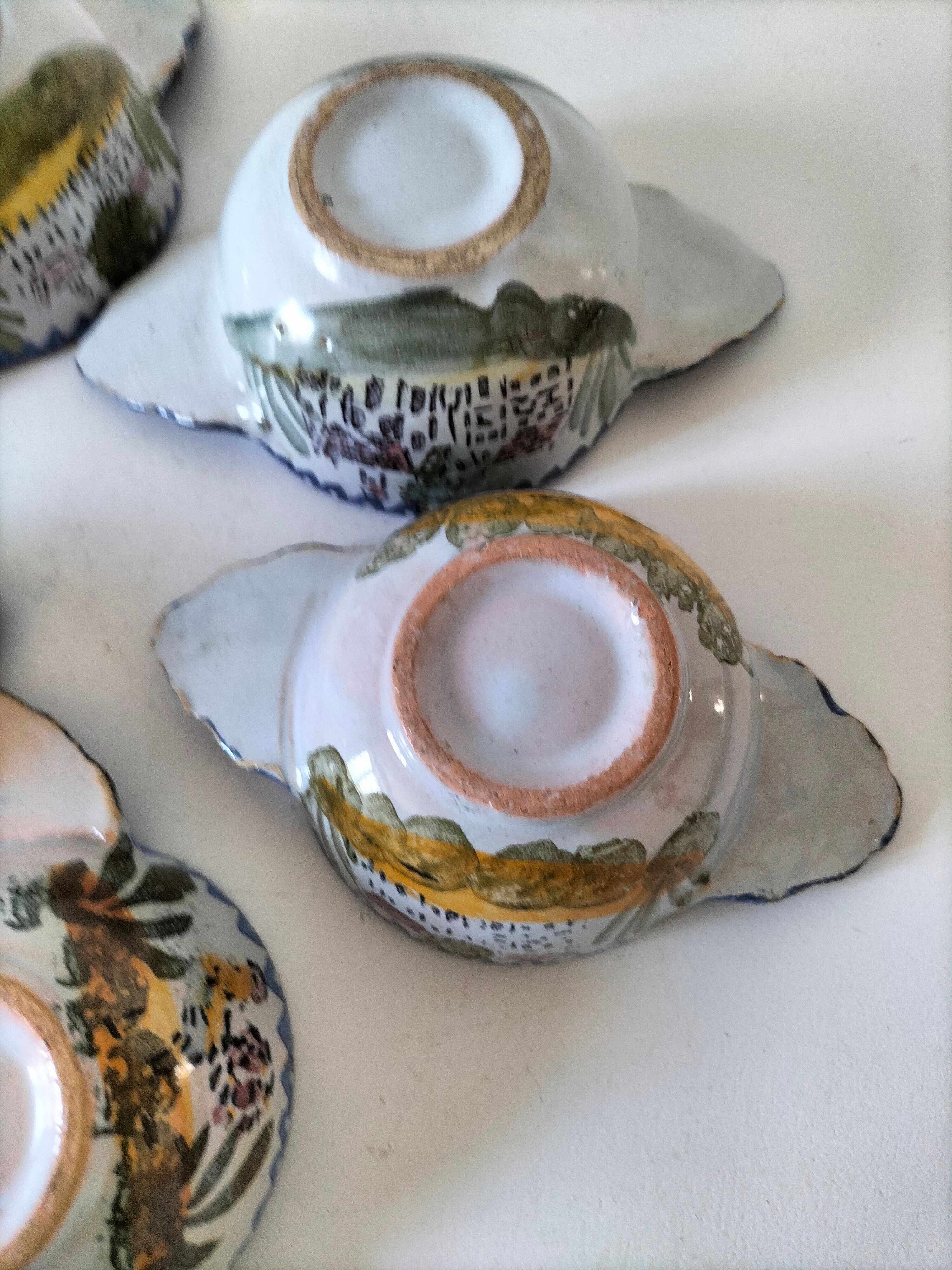 5 mini earthenware bowls from Charolles decorated with a village and rooster.