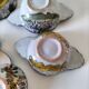 5 mini earthenware bowls from Charolles decorated with a village and rooster.