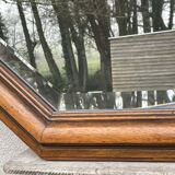 Rustic beveled mirror in molded natural wood 64 x 56 cm