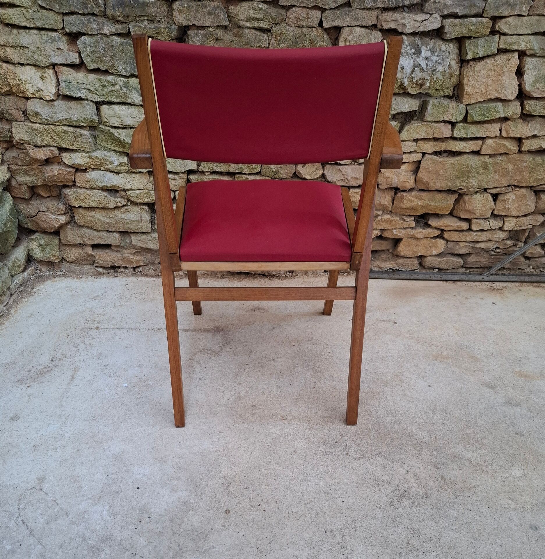 Fauteuil en hêtre et skaï