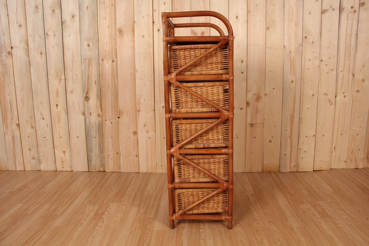 Tree on feet with rattan and bamboo drawers