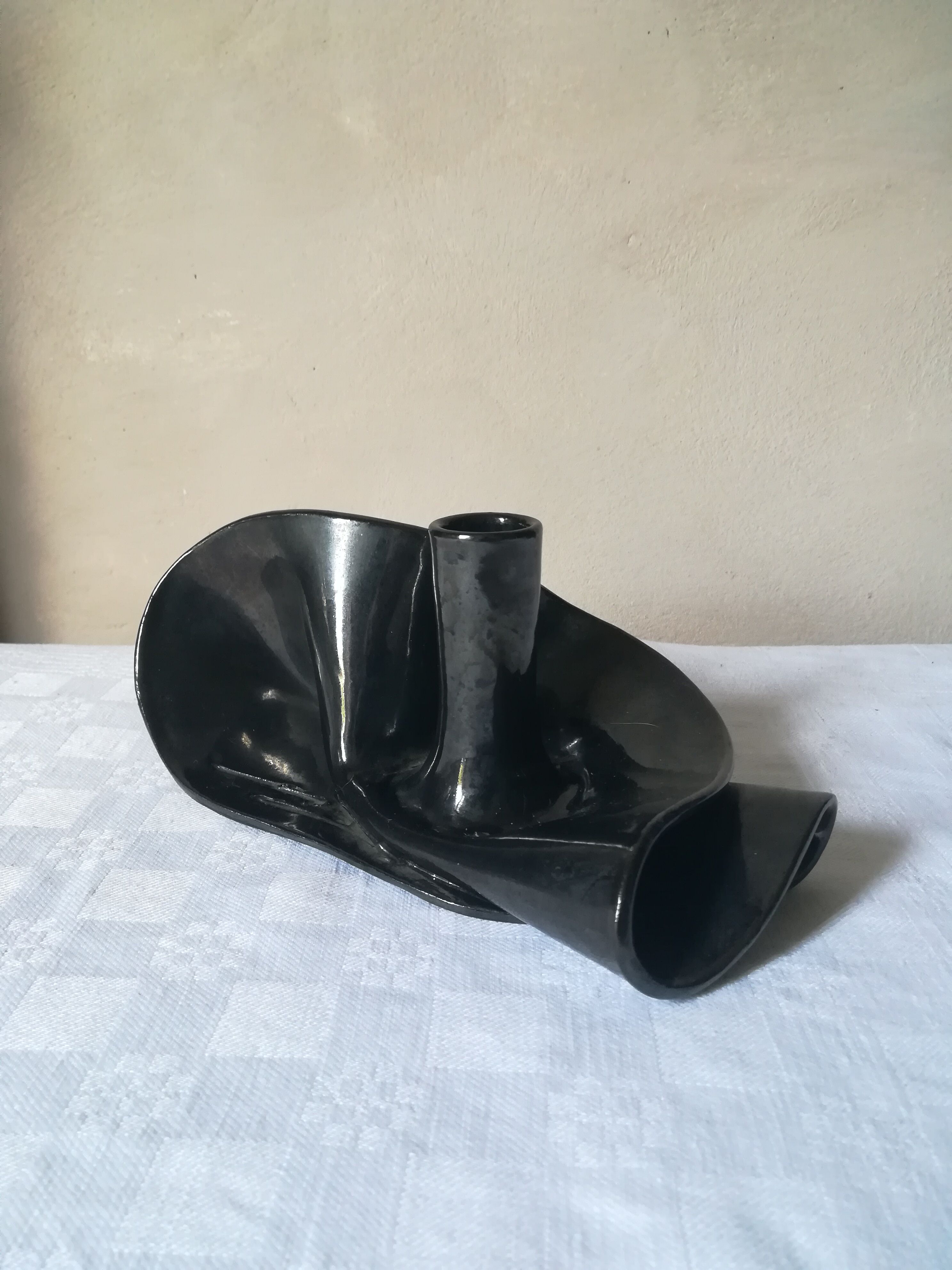 Black ceramic candlestick