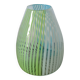 Blown glass vase with opal glass threads
