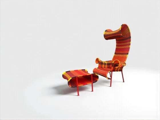Moroso Shadowy lounge chair with footstool designed by Tord Boontje