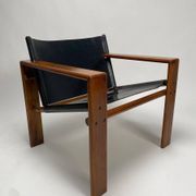 Mid-Century Armchairs in Wood & Leather attributed to Tarcisio Colzani, Italy, 1960s