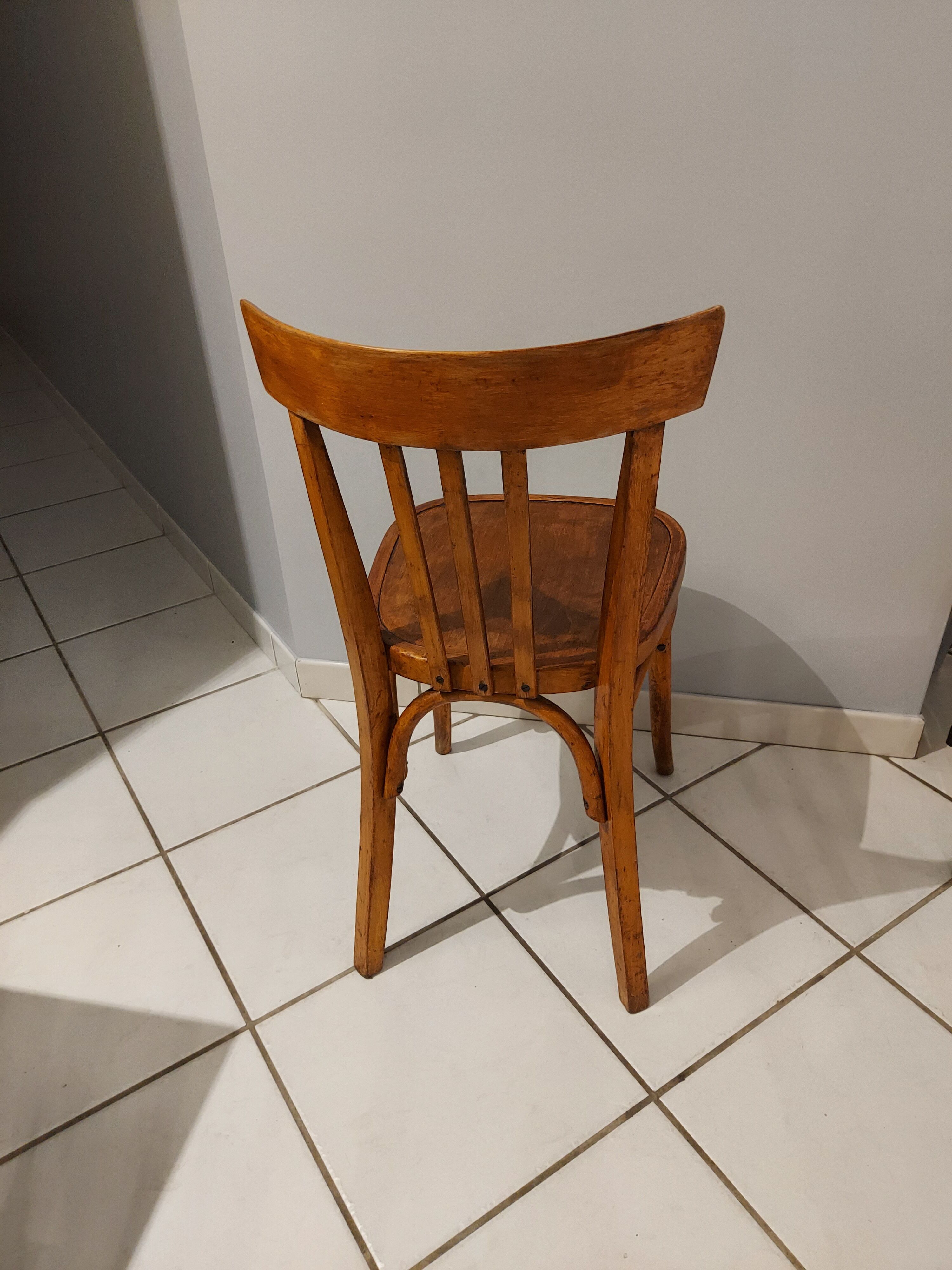 suite de 4 chaises de bistrot Fischel vintage années 1940