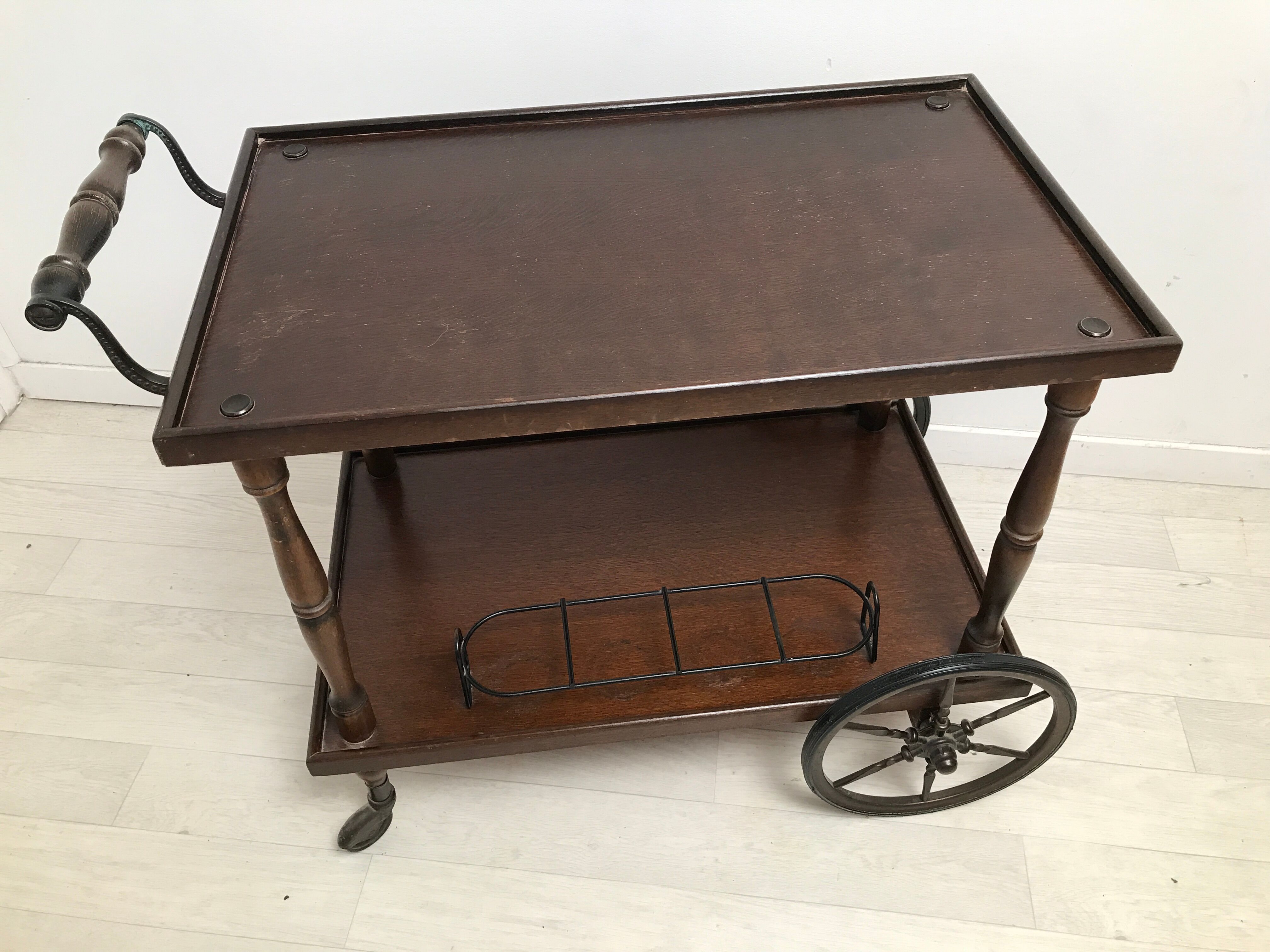 Vintage wheeled dessert Bottle Support