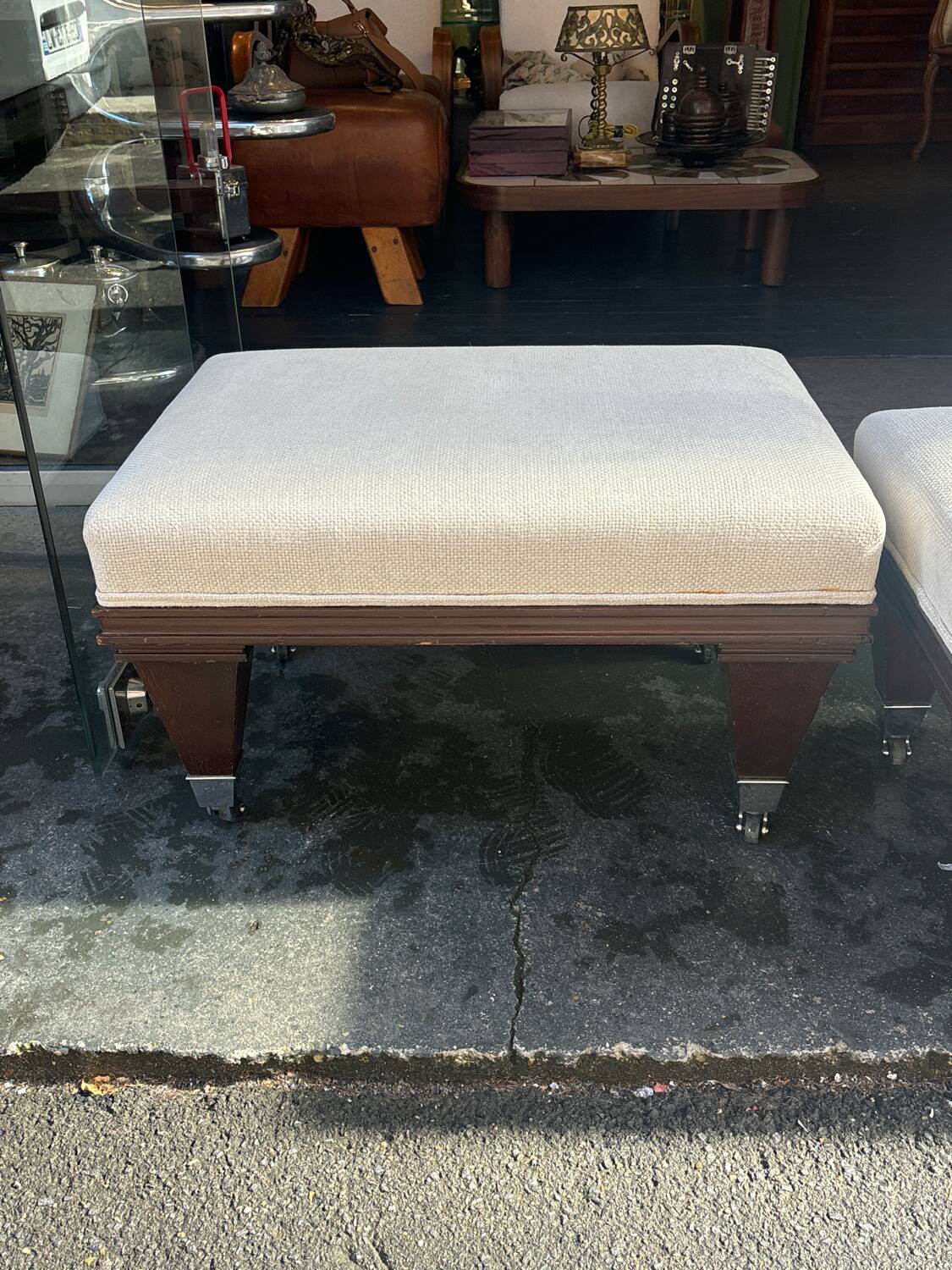 70s wheeled pouffe