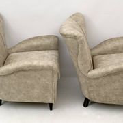 Attributed Gio Ponti Mid-Century Modern Italian Velvet Armchairs for ISA