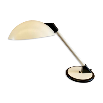 Lampe de bureau soucoupe Aluminor France vintage années 70 blanche