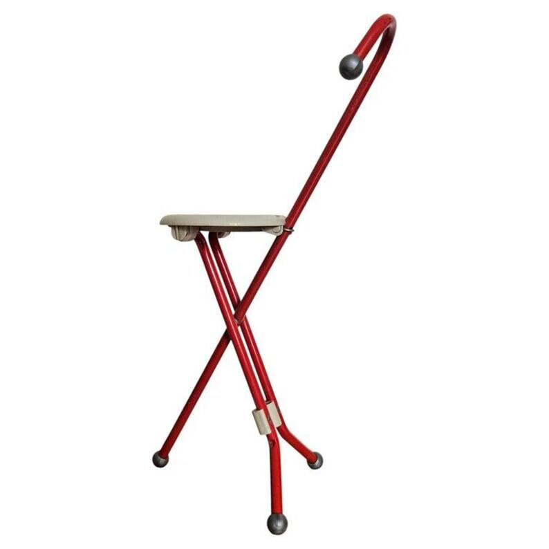 Midcentury Ulisse Folding Stool designed by Ivan Loss, Sandrigarden, Italy, 1981