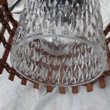 Chiseled glass and wicker suspension 1970