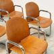 Set of eight cognac leather Dialogo Dessau dining chairs by Afra E Tobia Scarpa