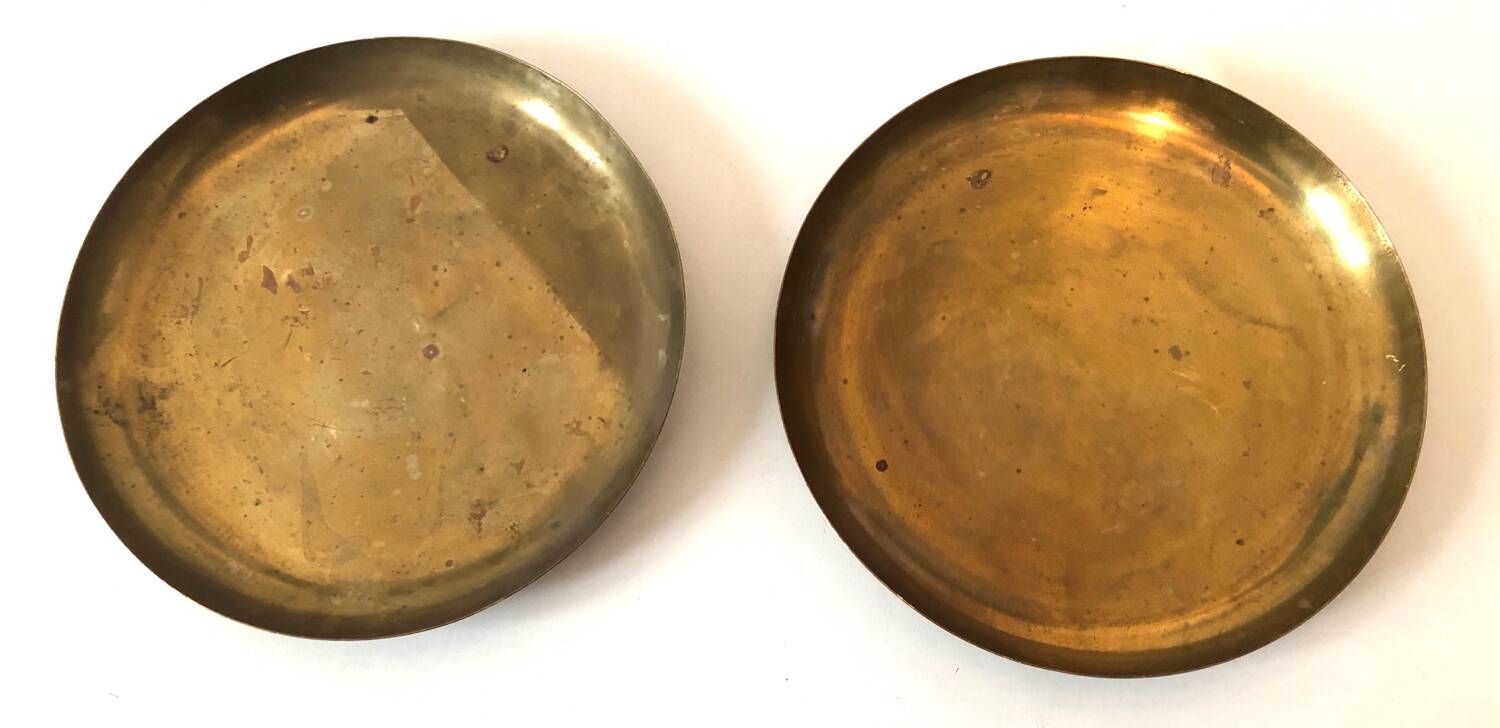 Pair of gilded brass cups