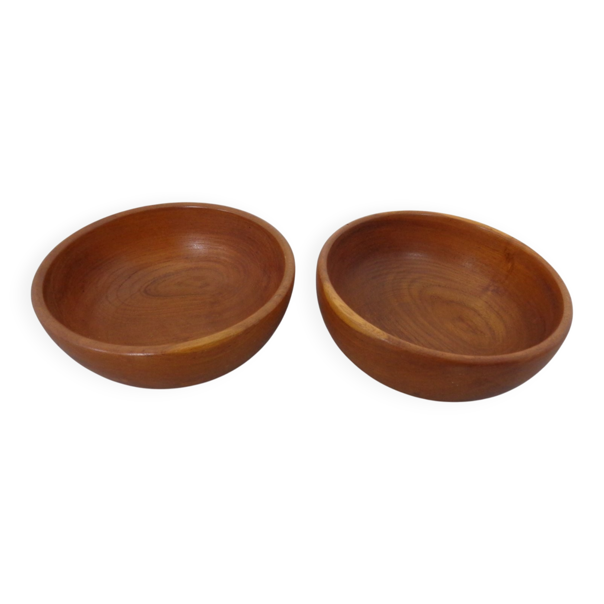 Mid-Century Danish Solid Teak Bowls, 1960s, Set of 2