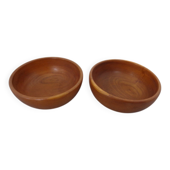 Mid-Century Danish Solid Teak Bowls, 1960s, Set of 2