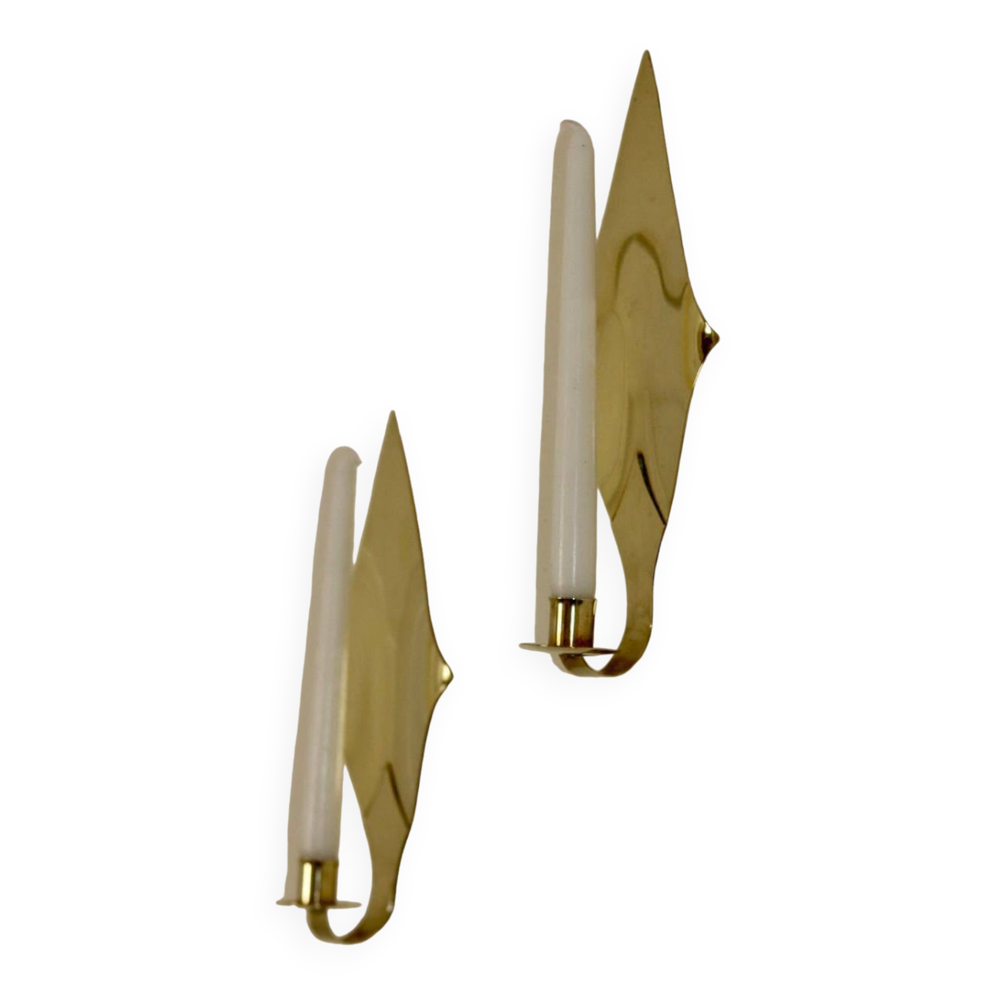 Pair of Swedish brass wall sconces from the mid-century.