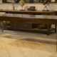 Desk design in melamine, glass and chrome 1980s