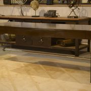 Desk design in melamine, glass and chrome 1980s