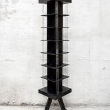 Iron and plexiglas bookcase with wheels, Italy 60s