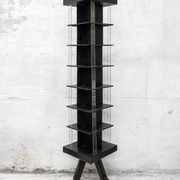 Bibliothèque en fer et plexiglas à roulettes, Italie 60s