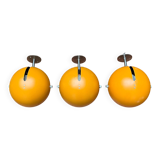 Mid-century Danish space age yellow ball wall lamps by Louis Poulsen, 1960s, set of 3.