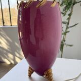 Pink and gold ceramic tripod table lamp