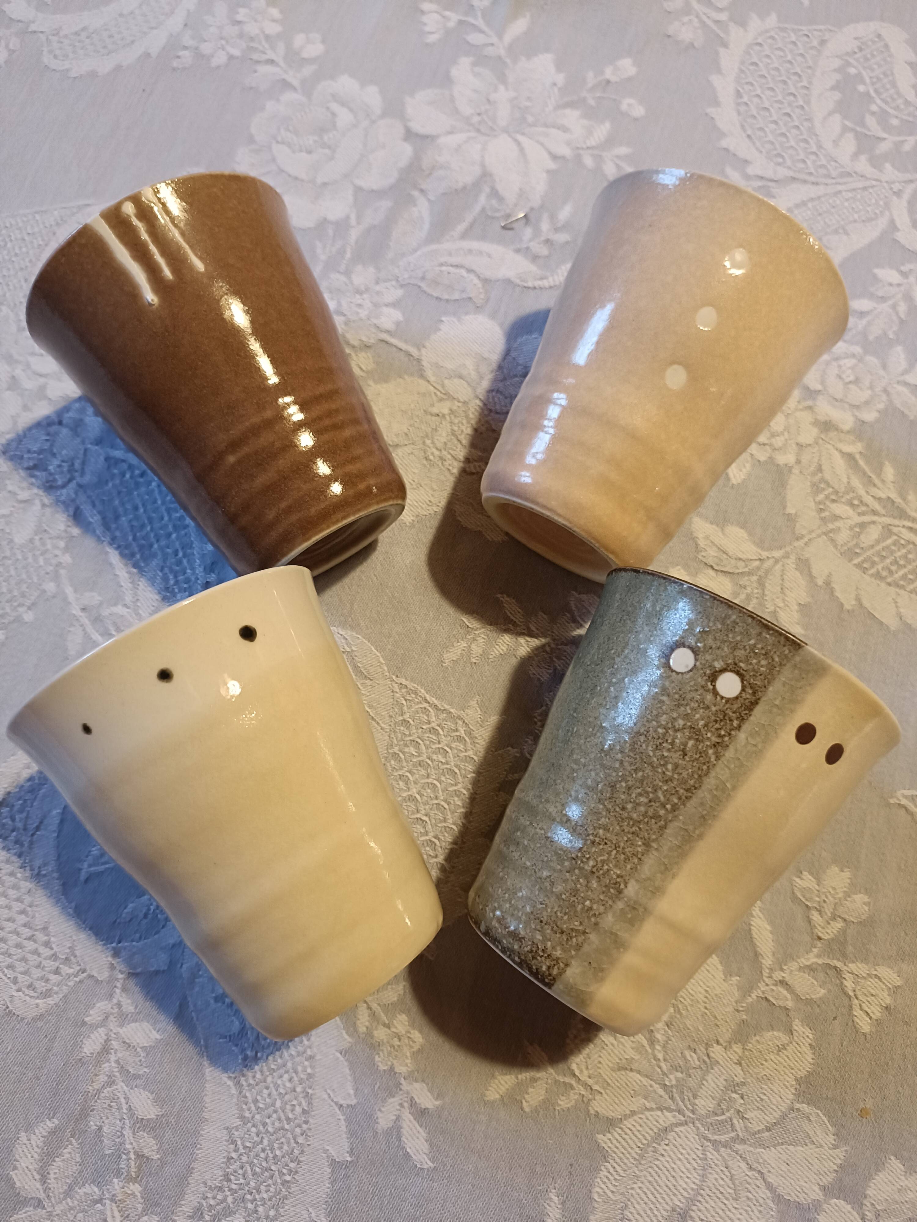 4 Japanese stoneware mugs