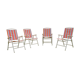 4 metal garden chairs and vintage folding fabric