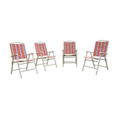 4 metal garden chairs and vintage folding fabric