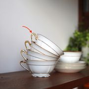 Vintage coffee cups made of fine Limoges porcelain - Raspberry and golden décor