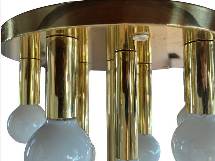 Art Deco ceiling light in brass – 10 lights