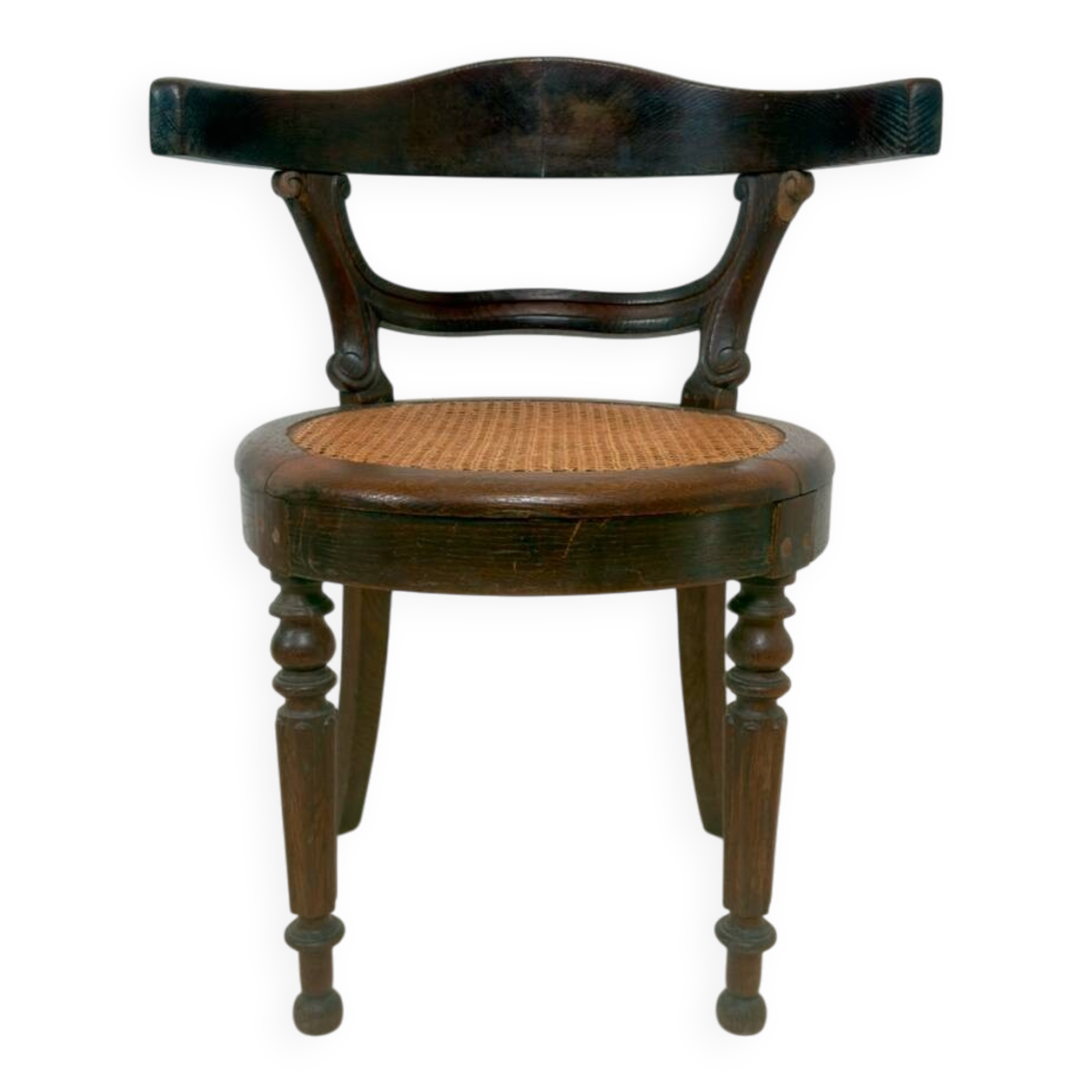 Chaise ancienne de style Louis Philippe en bois et cannage
