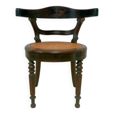 Chaise ancienne de style Louis Philippe en bois et cannage
