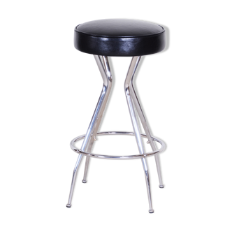 Leather black barstool, made in the 1930s