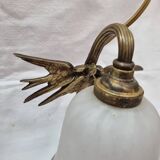 Glass paste wall light, bronze swallows