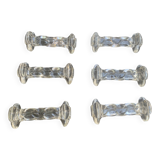 6 transparent glass knife holders, flower shape, antique twists