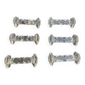 6 transparent glass knife holders, flower shape, antique twists