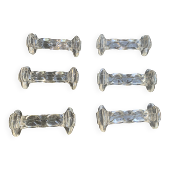 6 portes couteaux en verre transparent, forme de fleurs, torsades anciens