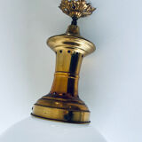 Opaline and brass globe luster