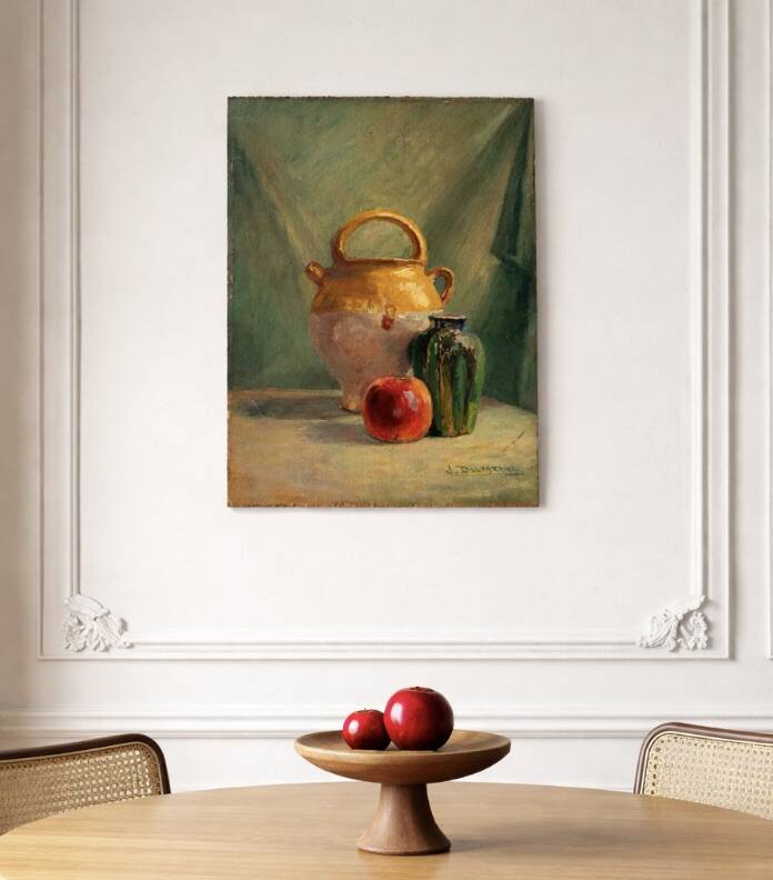 Old painting oil still life on plywood