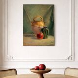 Old painting oil still life on plywood