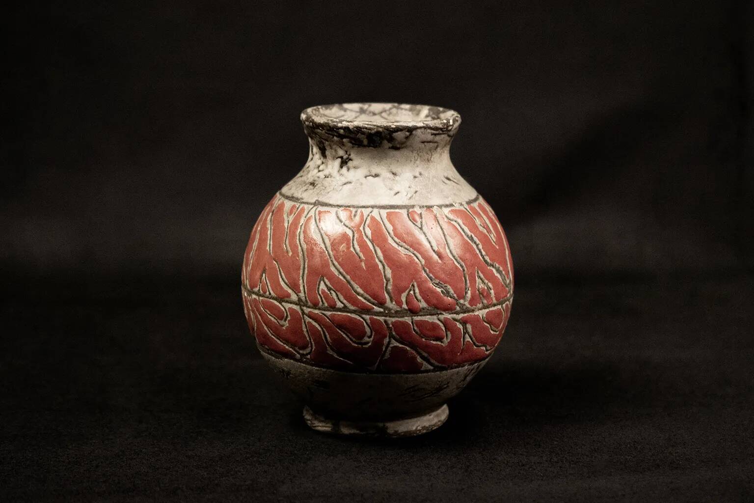 Textured glazed stoneware ball vase by Jérôme Massier, Vallauris