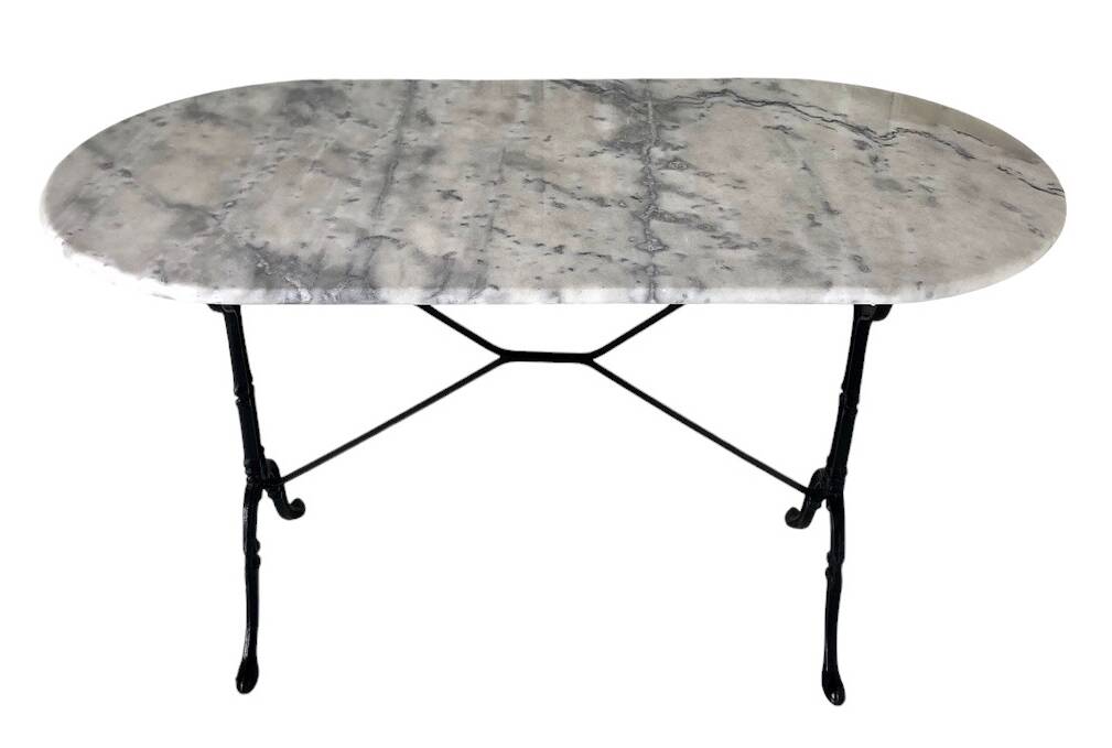 Table bistrot ovale marbre et fonte
