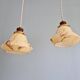 Pair of Art Deco marbled opaline pendant lights, Scailmont (Belgium)