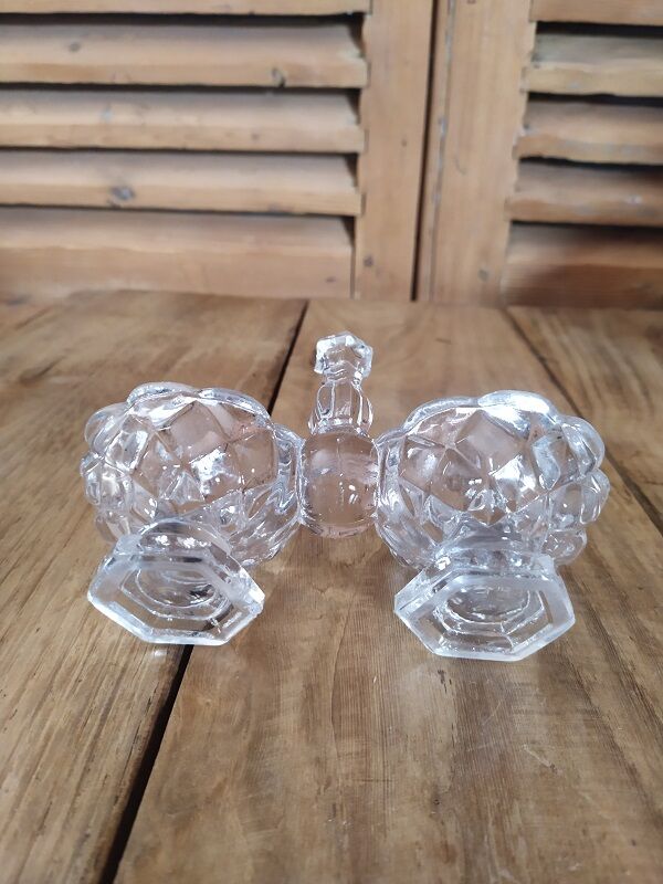 Vintage old moulded glass pepper shaker