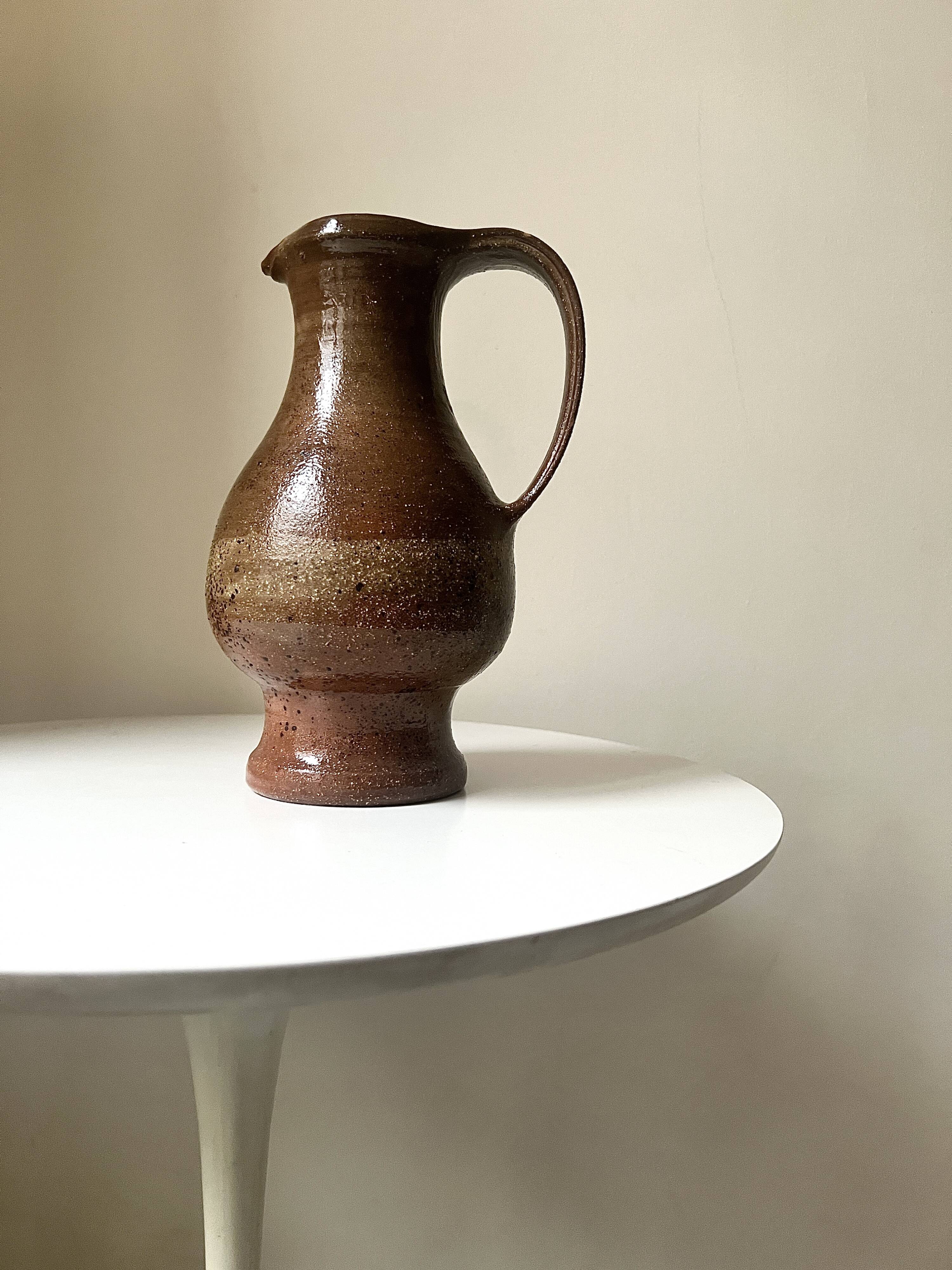 vintage red stoneware carafe vase from around 1970