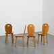 Set of six mountain-style wooden chairs, France, 1960