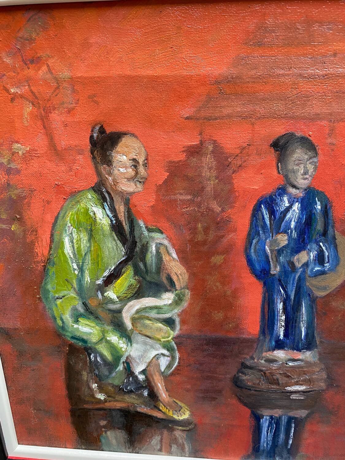 Oil on canvas Asian family