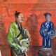 Oil on canvas Asian family